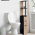 ID MARKET - Meuble WC étagère WILLY bois 3 portes noir et hêtre - vignette