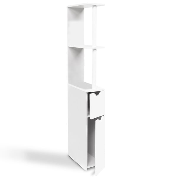 ID MARKET - Meuble WC étagère WILLY bois 2 portes blanc - large