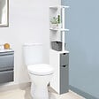 ID MARKET - Meuble WC étagère WILLY bois 2 portes blanc et gris - vignette