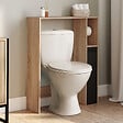 ID MARKET - Meuble dessus WC WALLIS avec placard  façon hêtre et noir - vignette