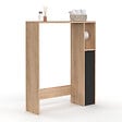 ID MARKET - Meuble dessus WC WALLIS avec placard  façon hêtre et noir - vignette