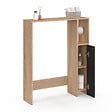 ID MARKET - Meuble dessus WC WALLIS avec placard  façon hêtre et noir - vignette