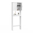 ID MARKET - Meuble étagère dessus WC WALDO placard bois blanc - vignette