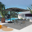 ID MARKET - Parasol déporté inclinable rotatif 360 CALVI gris 3x4 M avec 4 dalles et housse - vignette