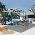 ID MARKET - Parasol déporté inclinable rotatif 360 CALVI gris clair 3x4 M avec 4 dalles et housse - vignette