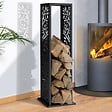 ID MARKET - Range bûches vertical acier noir motif arbre H.112 CM pour cheminée - vignette