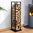 ID MARKET - Range bûches vertical acier noir avec étagère H.112 CM pour cheminée - vignette