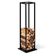 ID MARKET - Range bûches vertical acier noir avec étagère H.112 CM pour cheminée - vignette