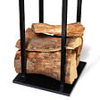 ID MARKET - Range bûches vertical acier noir avec étagère H.112 CM pour cheminée - vignette