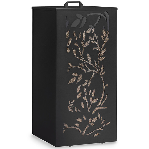 ID MARKET - Réservoir à granulés 45 kg noir rangement à pellets 36 x 36 x 76 cm - motif floral - large