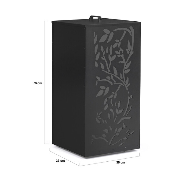 ID MARKET - Réservoir à granulés 45 kg noir rangement à pellets 36 x 36 x 76 cm - motif floral - large