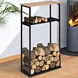 ID MARKET - Range bûches vertical large avec 2 étagères 33 x 66 x 112 cm pour cheminée - vignette