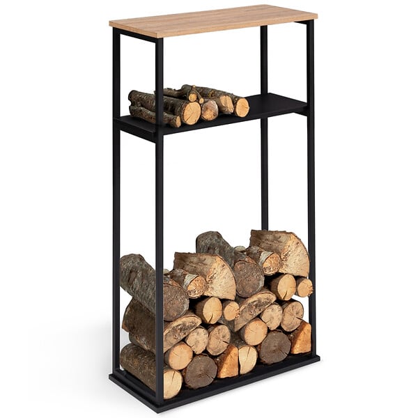 ID MARKET - Range bûches vertical large avec 2 étagères 33 x 66 x 112 cm pour cheminée - large