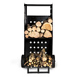 ID MARKET - Chariot porte bûches acier noir 40 x 40 x 100,5 CM pour cheminée - vignette