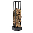 ID MARKET - Range bûches vertical acier noir H. 125 CM avec tiroir pour cheminée - vignette
