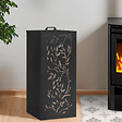 ID MARKET - Réservoir à granulés 55 kg noir rangement à pellets 36 x 36 x 87 cm - motif floral - vignette
