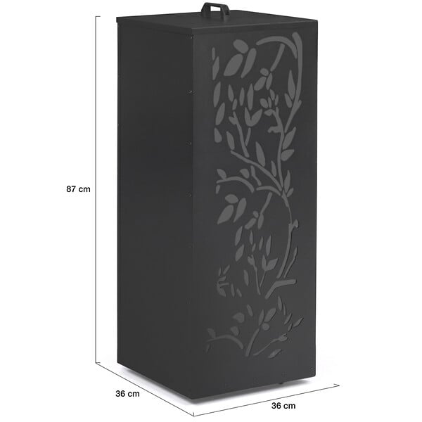 ID MARKET - Réservoir à granulés 55 kg noir rangement à pellets 36 x 36 x 87 cm - motif floral - large