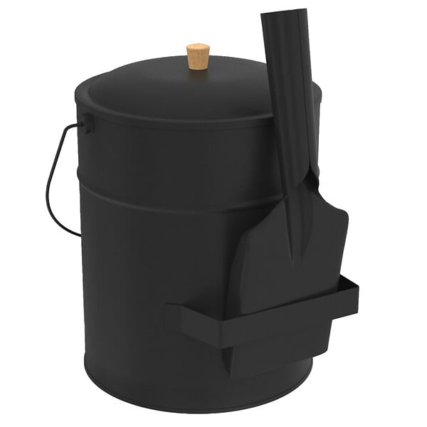 ID MARKET - Seau à cendres 15 L avec pelle et couvercle - large