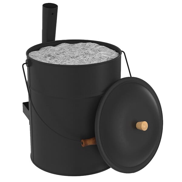 ID MARKET - Seau à cendres 15 L avec pelle et couvercle - large