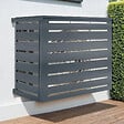 ID MARKET - Cache climatiseur 110 x 55 x 80 cm métal gris anthracite protection unité extérieure pour pompe à chaleur - vignette