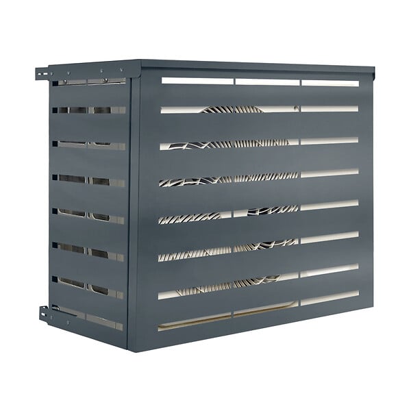ID MARKET - Cache climatiseur 110 x 55 x 80 cm métal gris anthracite protection unité extérieure pour pompe à chaleur - large