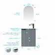 AURLANE - Ensemble meuble lave mains MDF ondulé gris 40x50x22cm et miroir ovale - MILO - vignette