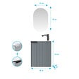 AURLANE - Ensemble meuble lave mains MDF ondulé gris 40x50x22cm et miroir ovale - MILO - vignette