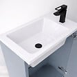 AURLANE - Ensemble meuble lave mains MDF ondulé gris 40x50x22cm et miroir ovale - MILO - vignette