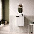 AURLANE - Ensemble meuble lave mains MDF ondulé blanc 40x50x22cm et miroir ovale - MILO - vignette