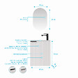 AURLANE - Ensemble meuble lave mains MDF ondulé blanc 40x50x22cm et miroir ovale - MILO - vignette