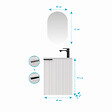AURLANE - Ensemble meuble lave mains MDF ondulé blanc 40x50x22cm et miroir ovale - MILO - vignette
