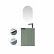 AURLANE - Ensemble meuble lave mains MDF ondulé vert 40x50x22cm et miroir ovale - MILO - vignette