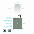AURLANE - Ensemble meuble lave mains MDF ondulé vert 40x50x22cm et miroir ovale - MILO - vignette