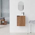 AURLANE - Ensemble meuble lave mains MDF ondulé bois 40x50x22cm et miroir ovale - MILO - vignette