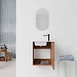 AURLANE - Ensemble meuble lave mains MDF ondulé bois 40x50x22cm et miroir ovale - MILO - vignette