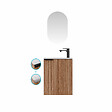 AURLANE - Ensemble meuble lave mains MDF ondulé bois 40x50x22cm et miroir ovale - MILO - vignette