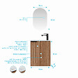 AURLANE - Ensemble meuble lave mains MDF ondulé bois 40x50x22cm et miroir ovale - MILO - vignette
