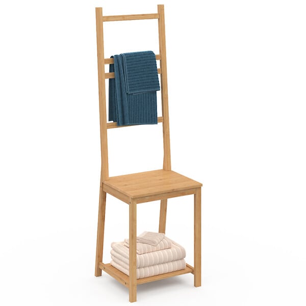ID MARKET - Chaise porte-serviettes 4 niveaux LANA en bambou - large
