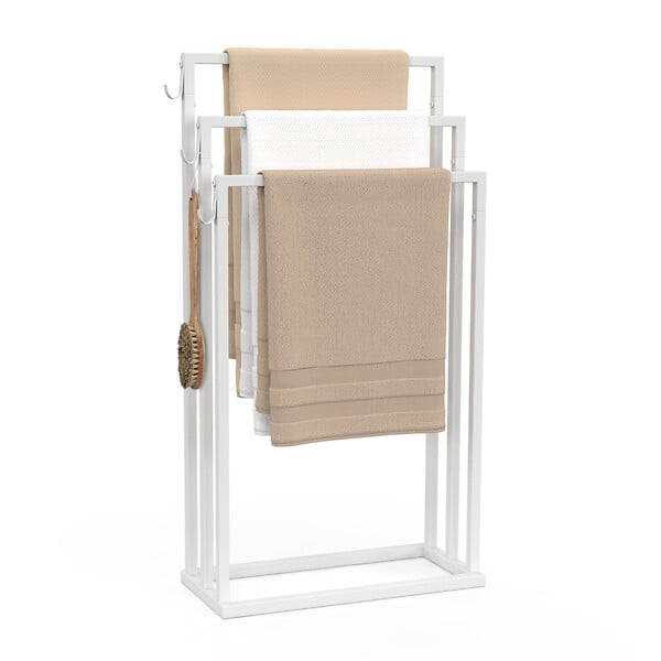 ID MARKET - Porte-serviettes sur pied 3 niveaux DALLAS métal blanc design industriel - large