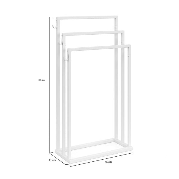 ID MARKET - Porte-serviettes sur pied 3 niveaux DALLAS métal blanc design industriel - large