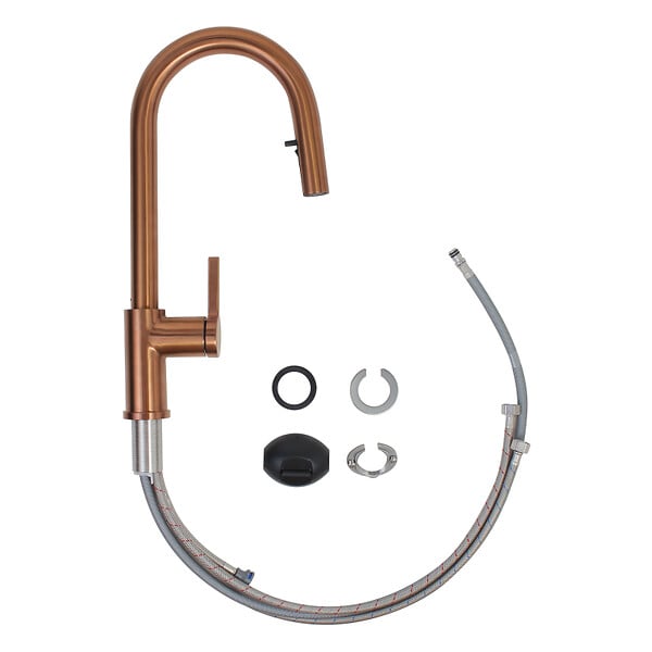 SWISS AQUA TECHNOLOGIES - Aurum set mitigeur lavabo + mitigeur cuisine Ceramia Timeless acier inoxydable, douchette extractible, or rose (SATBA285BRG) - large