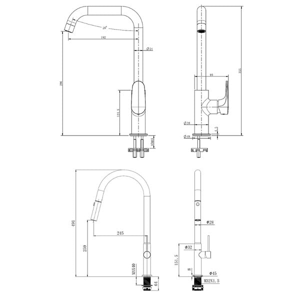 SWISS AQUA TECHNOLOGIES - Swiss Aqua Technologies set mitigeur lavabo avec bras pivotant + mitigeur cuisine douchette extractible 2 jets, bras pivotant, chrome (SATBSD2280LCR) - large