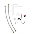 SWISS AQUA TECHNOLOGIES - set mitigeur lavabo à levier sans vidage + mitigeur cuisine bec flexible, aérateur Neoperl®, blanc (SATBSD271B) - vignette