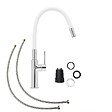 SWISS AQUA TECHNOLOGIES - set mitigeur lavabo à levier sans vidage + mitigeur cuisine bec flexible, aérateur Neoperl®, blanc (SATBSD271B) - vignette