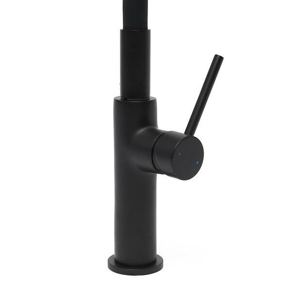 SWISS AQUA TECHNOLOGIES - set mitigeur lavabo sans vidage + mitigeur cuisine, bec flexible, aérateur Neoperl®, noir mat (SATBSBDR271CM) - large