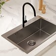 SWISS AQUA TECHNOLOGIES - Swiss Aqua Technologies set mitigeur lavabo XL + mitigeur monocommande de cuisine avec douchette extractible 2 jets, noir mat (SATBSM288C) - vignette