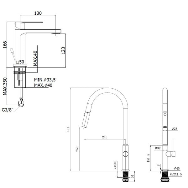 SWISS AQUA TECHNOLOGIES - Swiss Aqua Technologies Set mitigeur lavabo + mitigeur monocommande cuisine avec douchette extractible 2 jets, noir mat (SATBSBW288C) - large