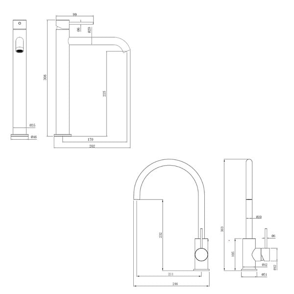 SWISS AQUA TECHNOLOGIES - Aurum set mitigeur lavabo haut acier inoxydable + mitigeur cuisine avec bras pivotant, or rose (SATBR2805BRG) - large