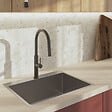 SWISS AQUA TECHNOLOGIES - Swiss Aqua Technologies set mitigeur lavabo à levier sans tirette + mitigeur cuisine avec douchette extractible 2 jets, noir mat (SATBSD2OD271C) - vignette