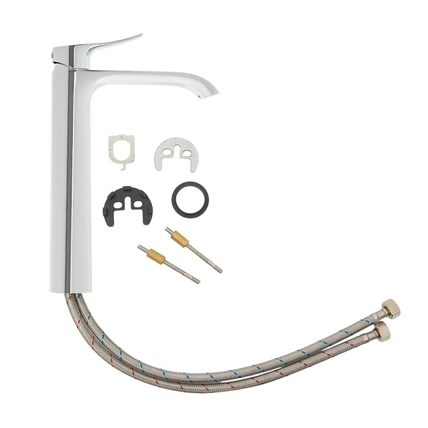 SWISS AQUA TECHNOLOGIES - set mitigeur lavabo haut + mitigeur cuisine avec douchette extractible et bras pivotant, chrome (SATINFBSD285) - large